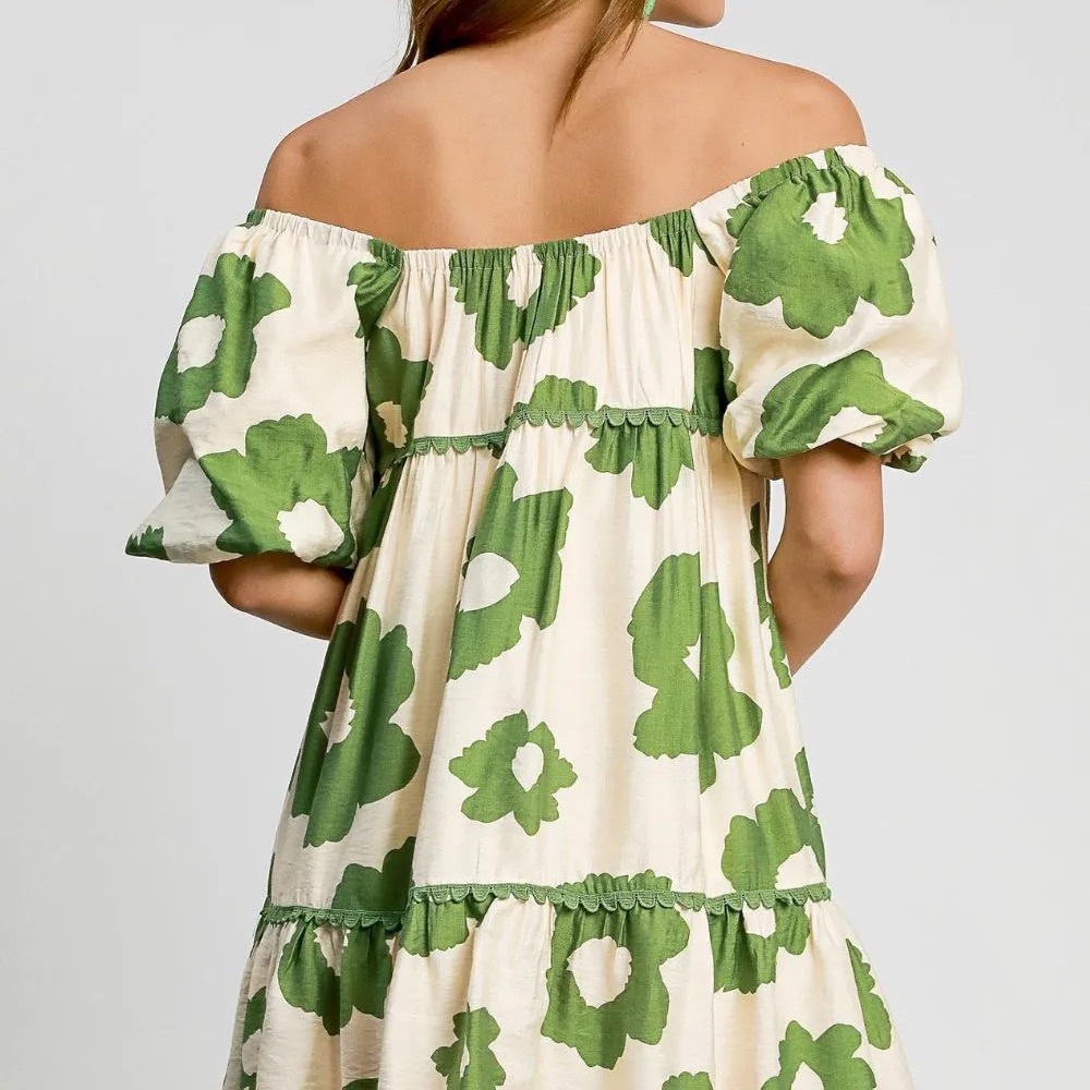 Umgee Full Size Contrast Floral Short Sleeve Mini Dress - Picture 2 of 2